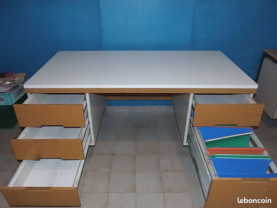 BUREAU MINISTRE 2 CAISSONS vintage METAL LOFT (image 3)