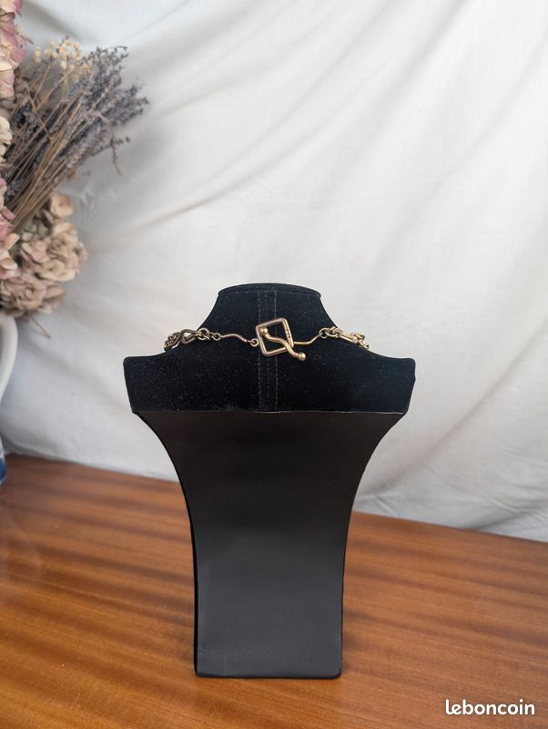 Collier Choker Vintage Biche De Bere - 3 Rangs De Perles Acrylique Et Métal Doré, état Très Bon