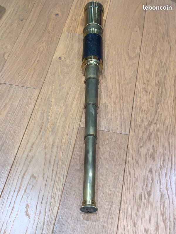 Longue vue marine laiton cuir télescopique 5 corps pliée 27cms dépliée 90cms (image 2)