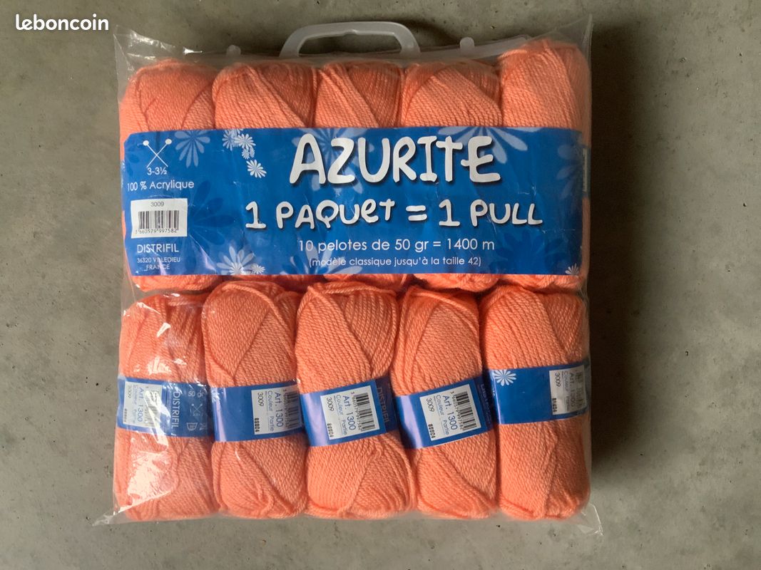 Lot De 10 Pelotes De Laine Azurite Rouge - 100% Acrylique - 50g/140m Par Pelote - Marque Distrifil - Neuf