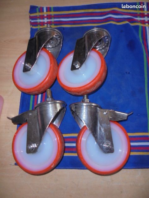 Lot roue en inox pivotante platine tige fileté (image 1)