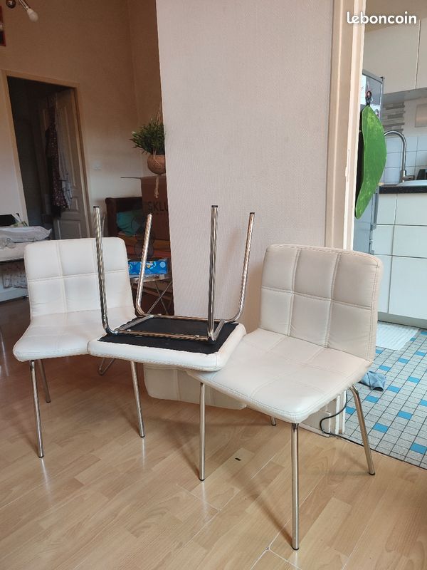 4 chaises blanches en skai (image 1)