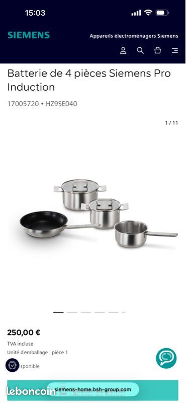 Batterie de cuisine Pro Induction Siemens NEUF (image 2)