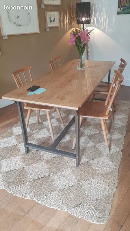 Table bois militaire ancienne vintage en chêne (image 2)