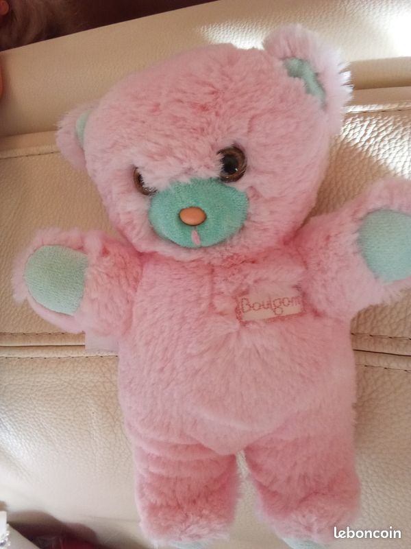 Doudou Ours Boulgom Vintage - Rose Et Vert - Peluche Collection #geektradedoudou