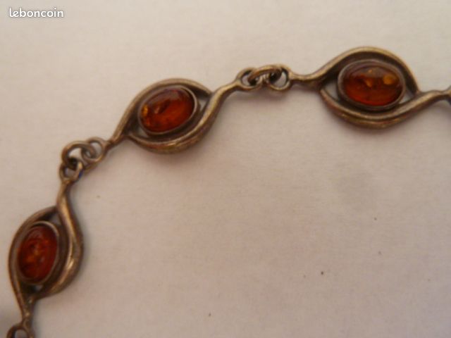 Bracelet argent et ambre avec fermoir (image 4)