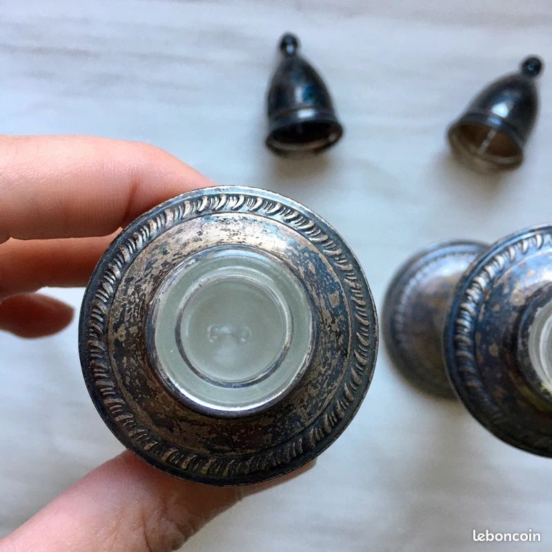 Salière Poivrière Argent Sterling Vintage Crown (US) (image 6)