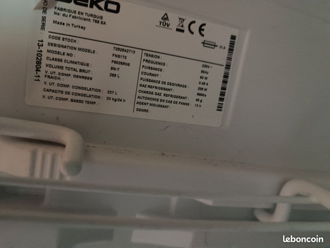 Congélateur Beko FNS172 (image 3)