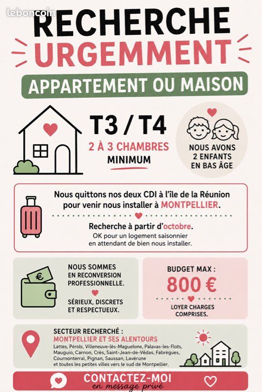 Appartement 4 pièces 80 m² · à Montpellier · 80 m² · 800 €/mois