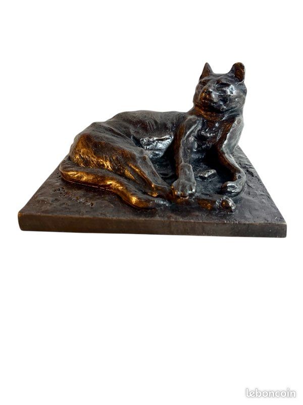 SCULPTURE CHAT EN Faïence Céramique Signé Clément Massier Golfe Juan (AM) EUR 200,00 - FR