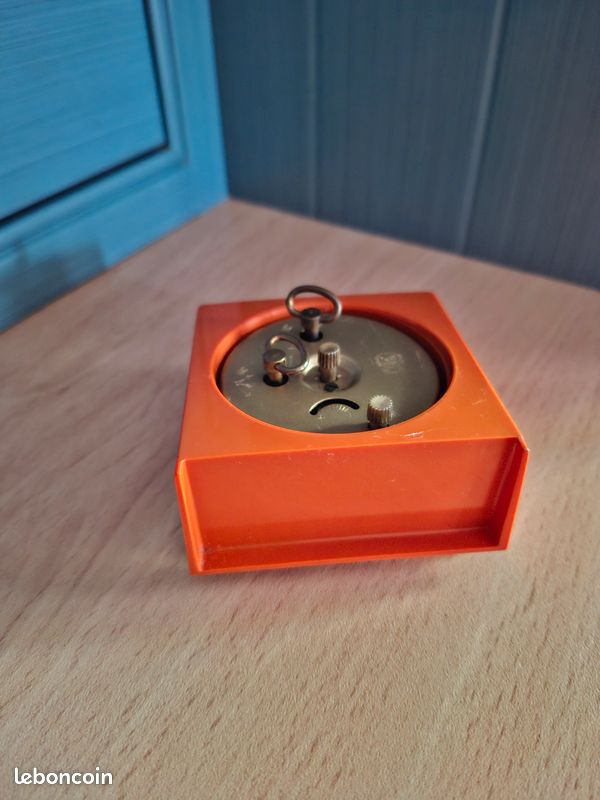 Réveil pendule horloge jerger made in germany orange vintage ancien rétro collection déco stylé jaz space age (image 3)
