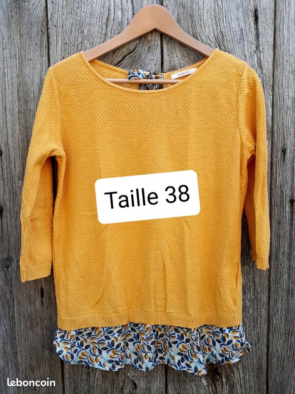 Pull en coton à encolure ras-du-cou fille en soie jaune