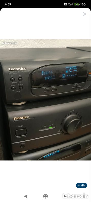 Mini-chaîne Technics STH-D55 – Tuner, CD, K7, 2 Enceintes – Bon état
