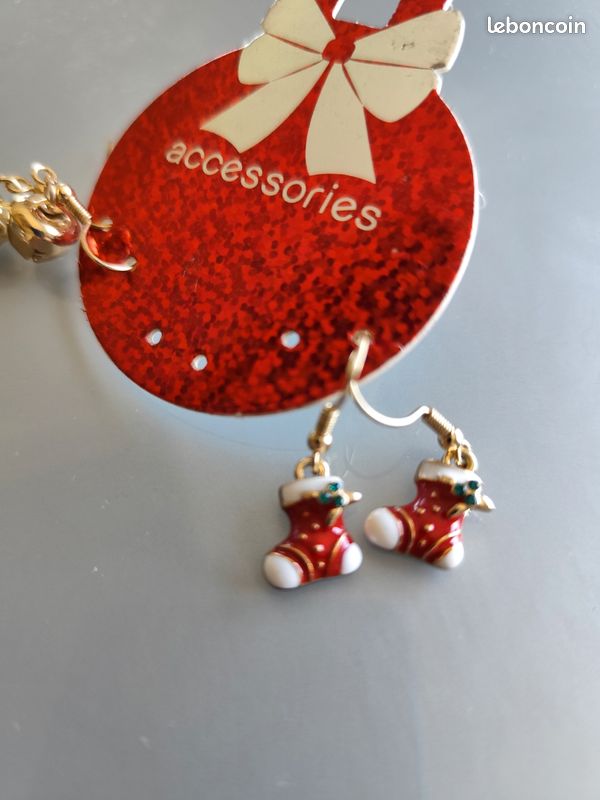 Boucles D'oreilles Pendantes Noël - Rouge - Alliage - Fermoir Clous - Neuf Avec étiquettes - Idée Cadeau Festive