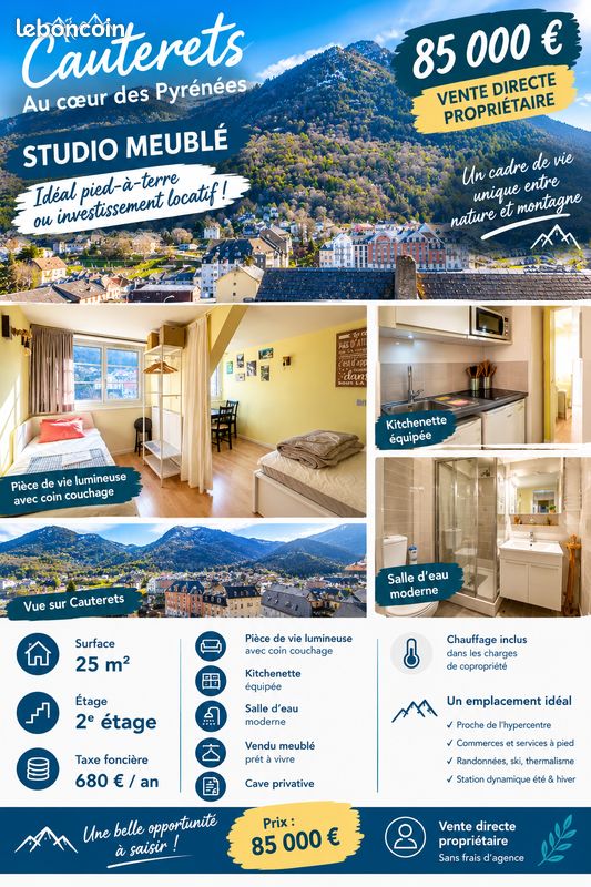 Appartement 1 pièce 25 m² · à Cauterets · 25 m² · 85 000 €
