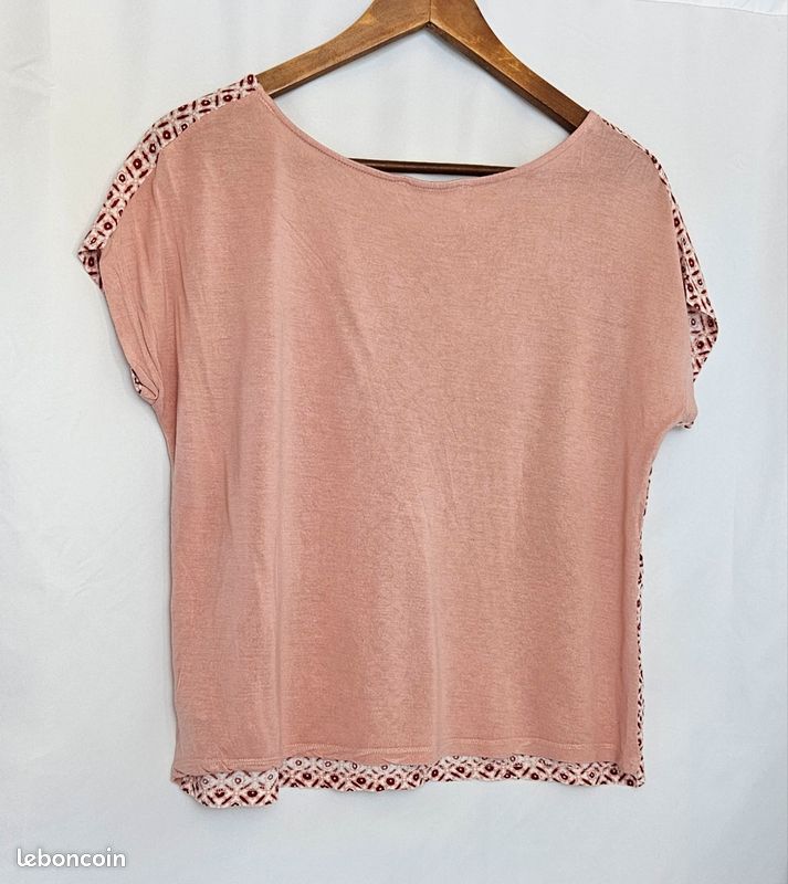 Tee Shirt Gemo Haut Femme T-shirt Imprimé Rose Femme Casual