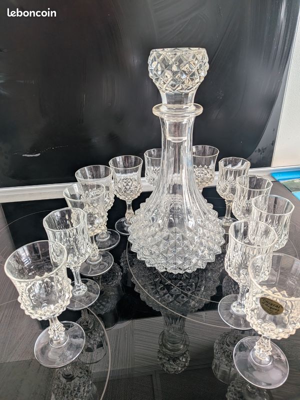 Service a liqueur verre carafe cristal d'arques (image 1)