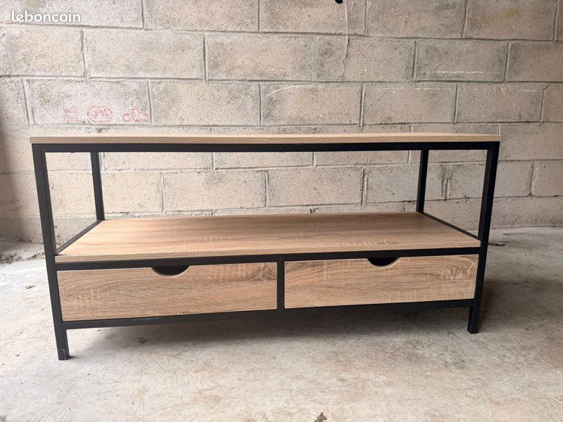 Meuble TV La Redoute, Bois Et Métal, 120 Cm De Large, Couleur Bois Naturel, Bon état