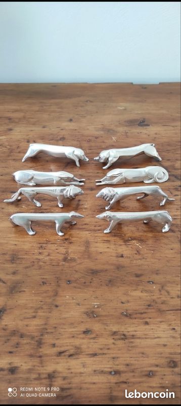 4 porte-couteaux animaliers, christofle, gallia, sandoz, métal argenté