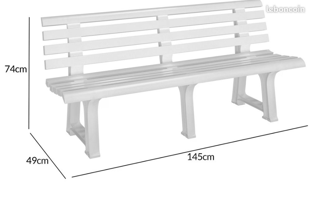 Banc de Jardin en plastique rĂ©sistant (Maxi 240Kg - 145cm - Neuf - Livraison gratuite â â â (image 5)