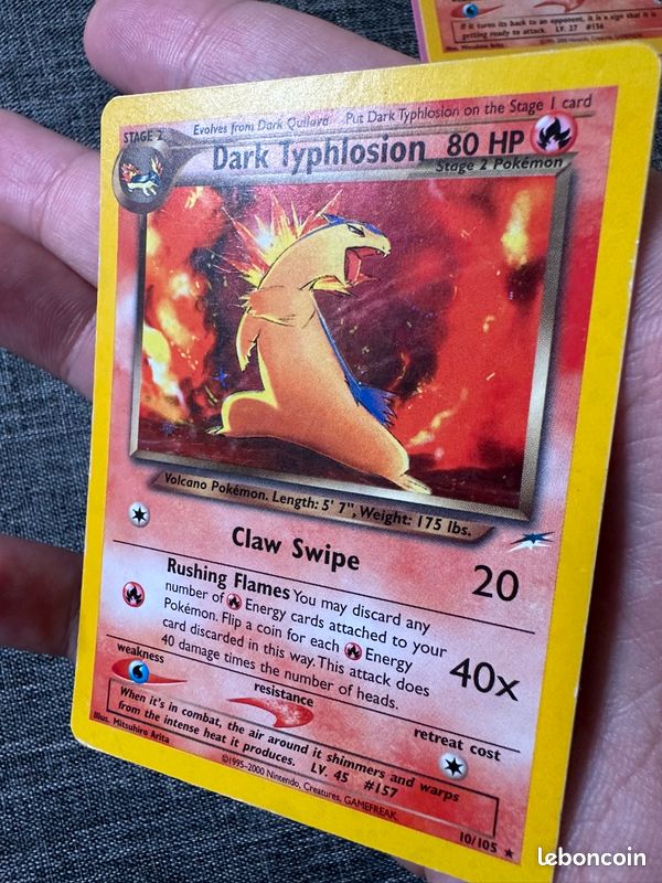 dark typhlosion pokemon card value 2002 Neo Destiny 1st Edition Holo #10 PSA 8 NM Grail Collectibles AZ Fire Flare Destroy (130) Discard an Energy card attached to this Pokmon and discard an Energy card attached to your opponents Active Pokmon. Dark Typhlosion 10/105 Holo Rare