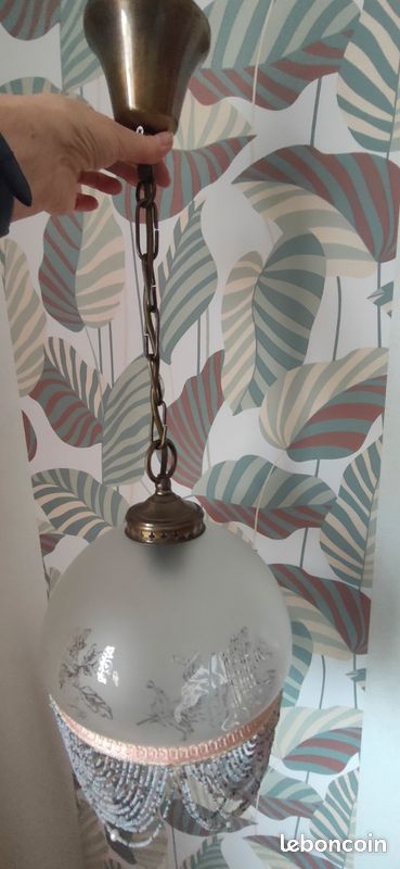 Suspension verre et perles (image 1)