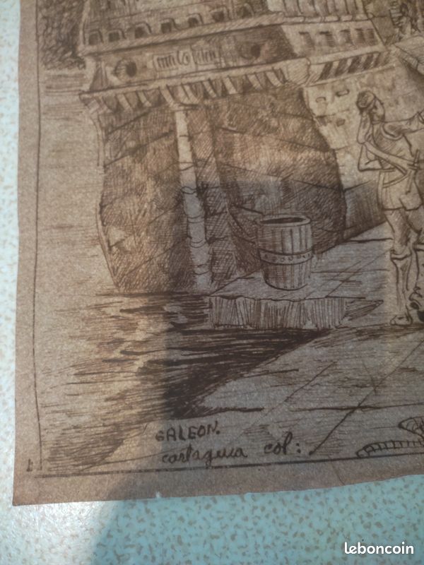 Lithographie Galeon prise de Carthagène en Amérique 1697 (image 2)