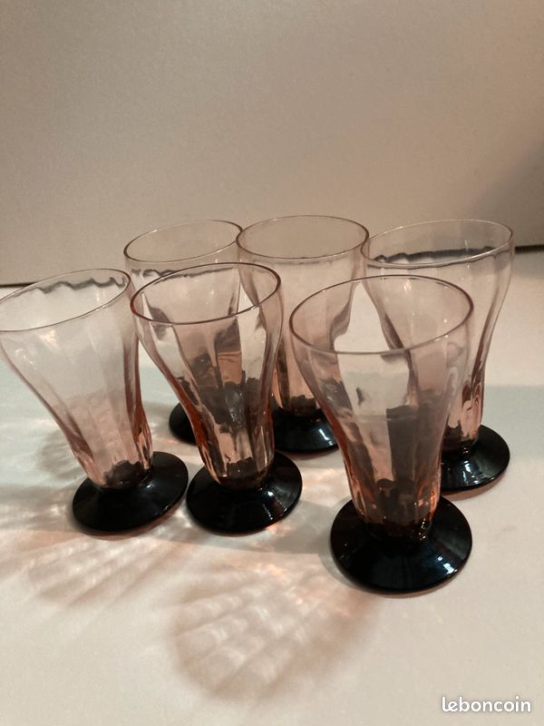 6 verres digestif rose, pied noir (image 2)