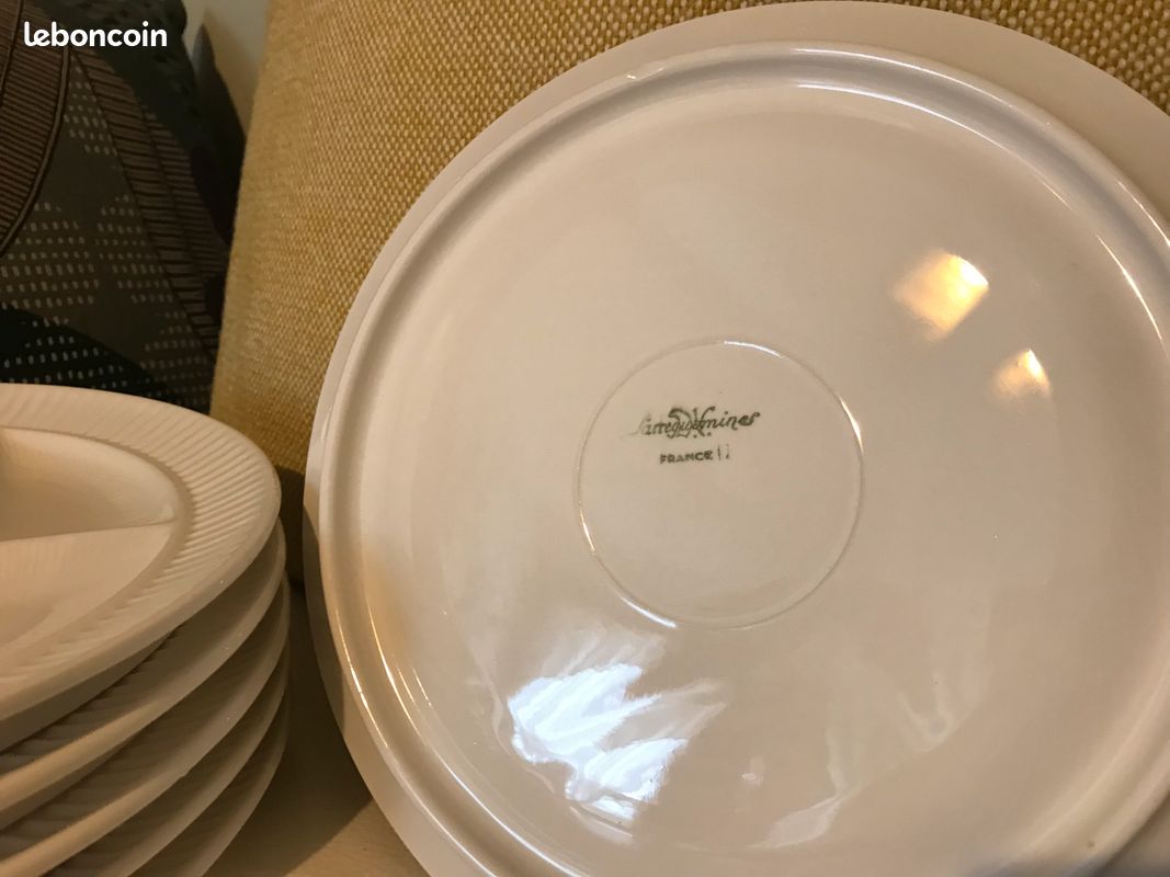 6 assiettes à fondue blanches SARREGUEMINES années 30 SHABBY CHIC (image 3)