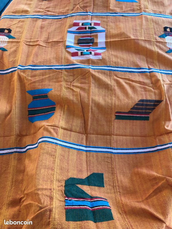 Nappe et serviettes artisanales africaines (Bénin) en coton tissé, 240*127 (image 2)
