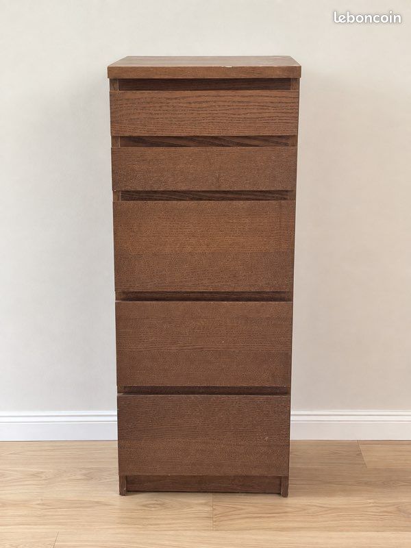 Commode haute IKEA MALM 6 tiroirs avec miroir – brun (image 2)