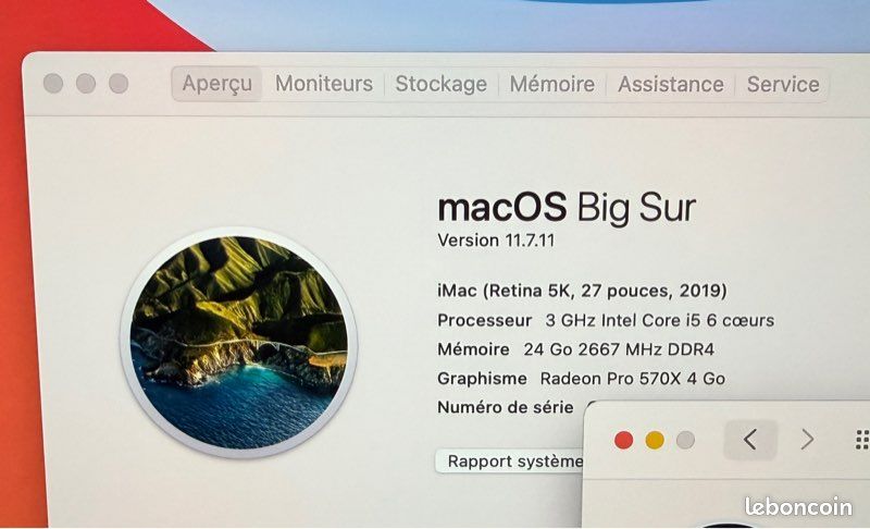 IMac 27 pouces Retina 5K 2019 – Core i5 – 24 Go RAM – Fusion Drive 1 To + clavier et souris Apple (image 6)