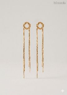 Boucles d'oreilles pendantes dorées minimalistes (image 3)
