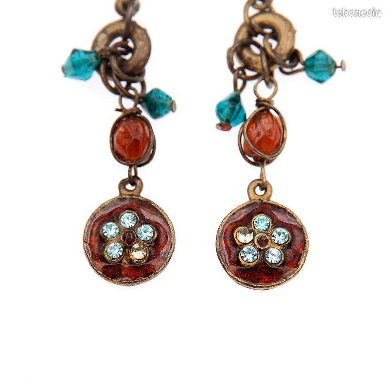 Collier Ethnique Brutaliste Avec Breloques - Style Vintage Unique En Alliage Bronze