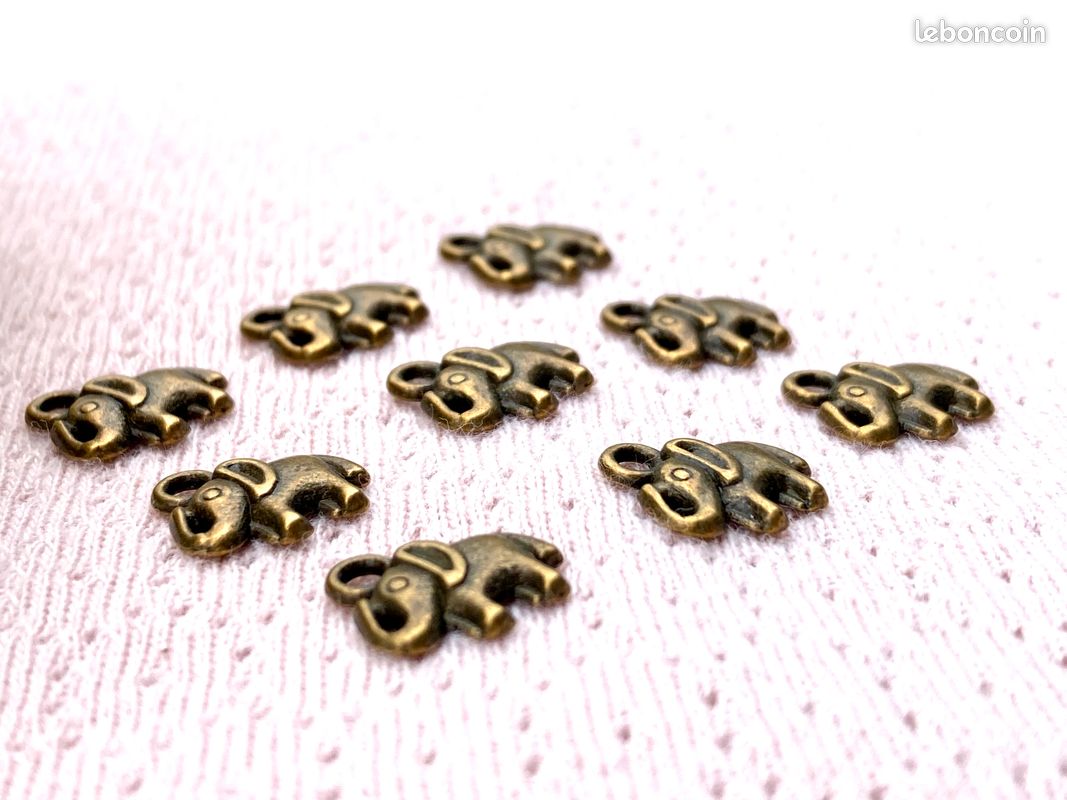 Lot 9 petits pendentifs éléphant métal bronze antique mignon création fabrication bijoux collier bracelet boucles d'oreilles (image 3)
