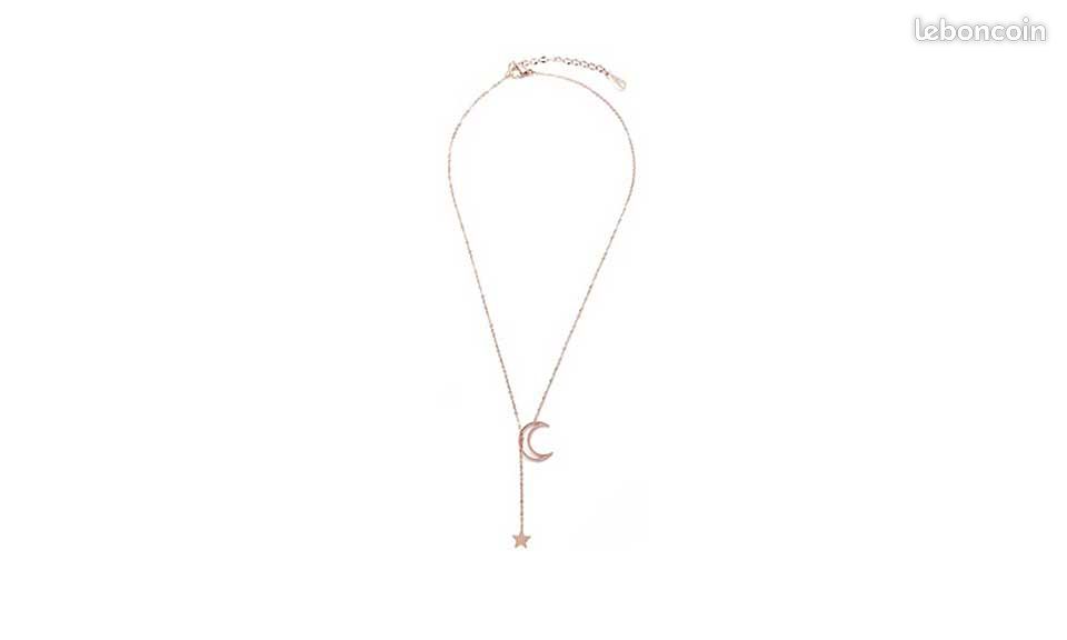 Collier Sautoir Pendentif Lune et Étoile (image 1)