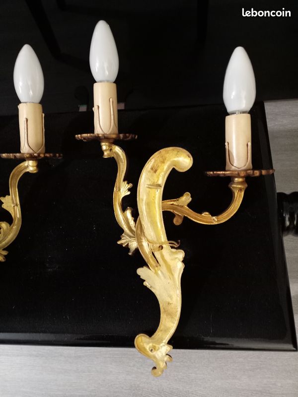 Paire d'appliques en métal doré (image 11)