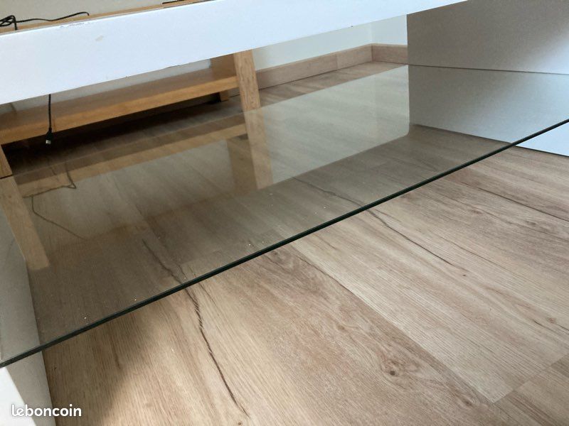 Table basse plaquage laqué blanc (image 7)