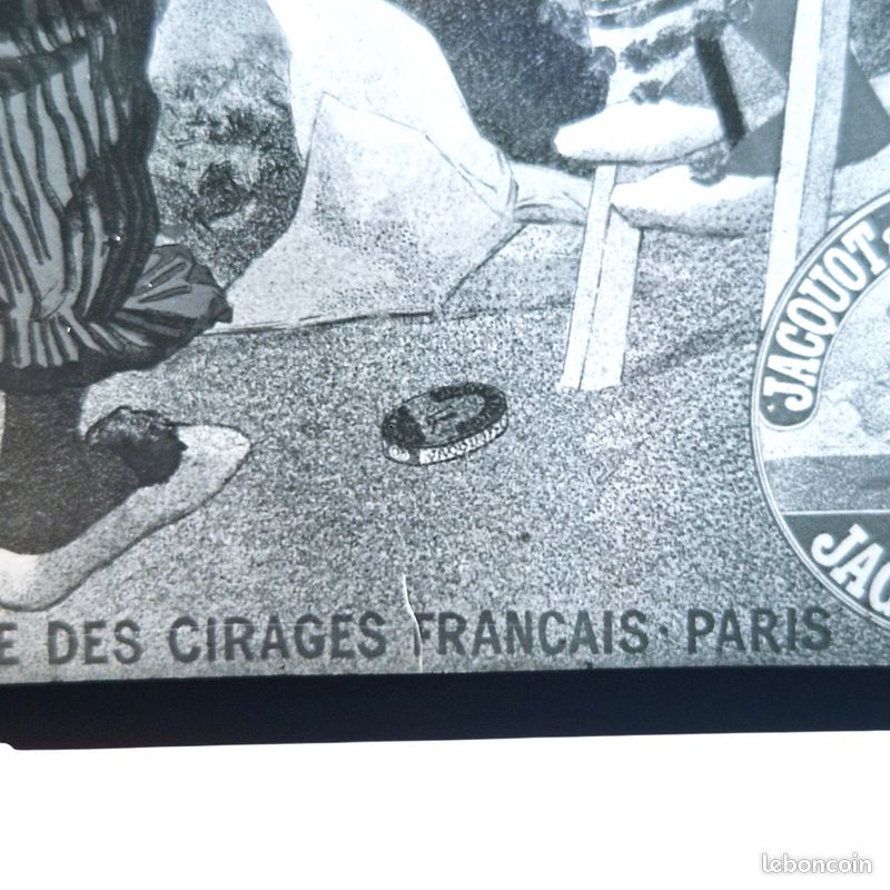 Rare Plaque de projection publicitaire verre réclame ancienne Cirage Jacquot Clowns Cirque c.1900 (image 7)