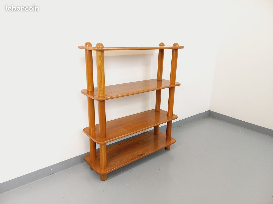 Bibliothèque étagère vintage en orme des années 80 (image 3)