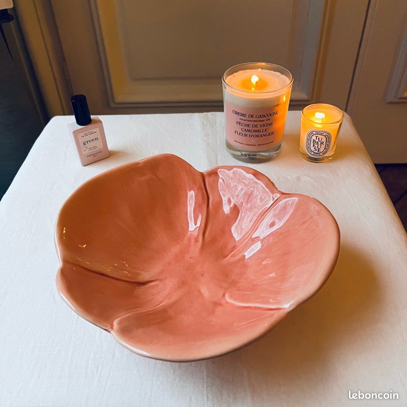 Main Porte-bagues Vintage En Céramique Rose – Déco Ancienne – Occasion