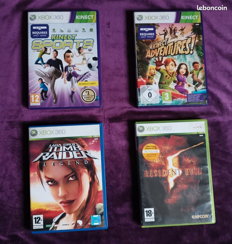 Kinect Pour Xbox 360 + 4 Jeux – Capteur De Mouvement Avec Fil, Noir, Bon état