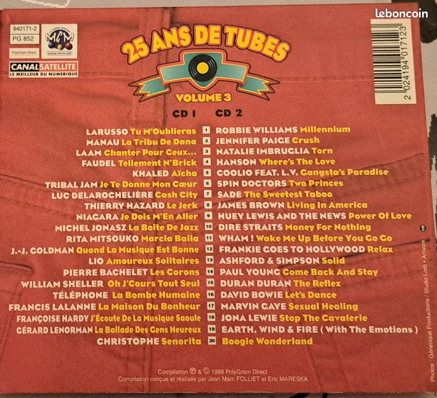 Coffret 2 CD “25 Ans de Tubes” – Hits 80/90/2000 – Rare & Collector (image 3)