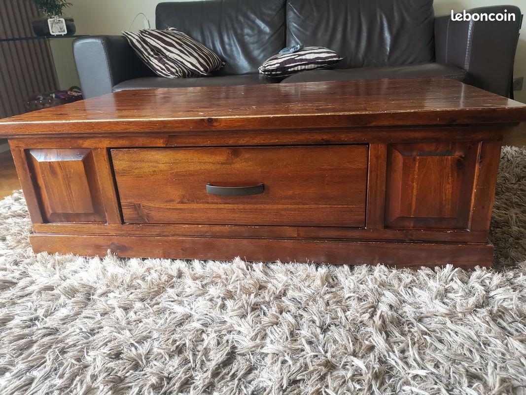 Meuble TV et table basse en bois massif (image 4)