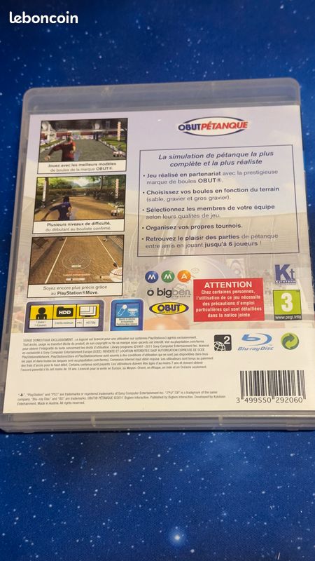 Jeu Obut Pétanque PS3 - Neuf Sous Blister - Move Compatible - PAL VF