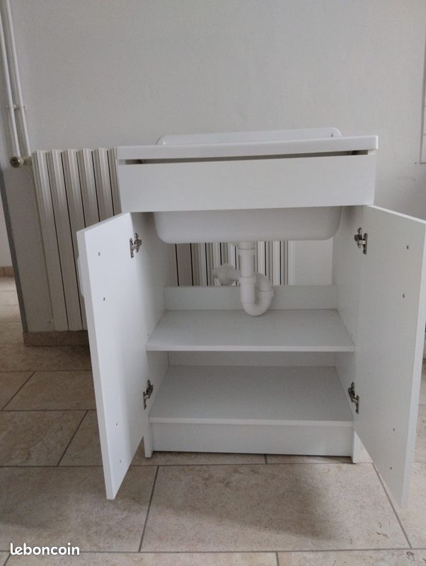 Meuble évier en resine 2 portes pour buanderie - Achat / Vente meuble