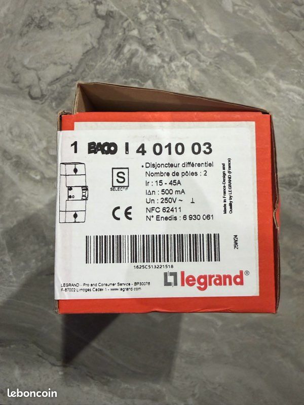 Disjoncteur de branchement d'abonné BACO / Legrand 401003 NEUF (image 2)