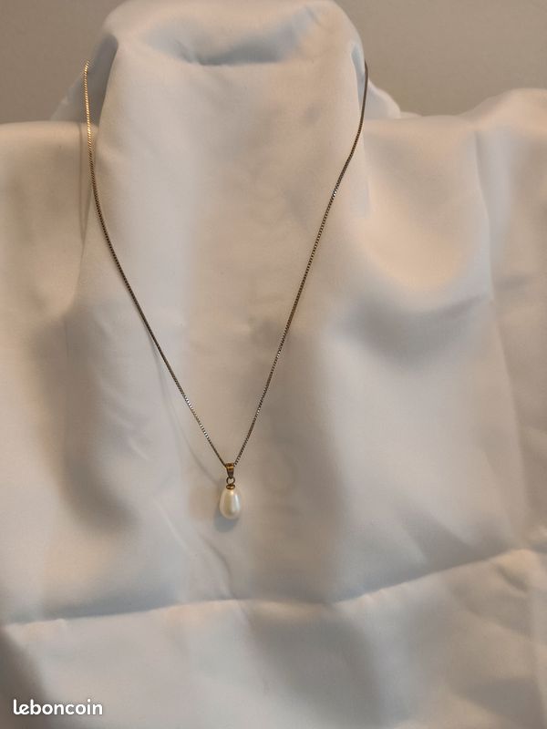 Collier en perles d'eau douce blanche (image 3)