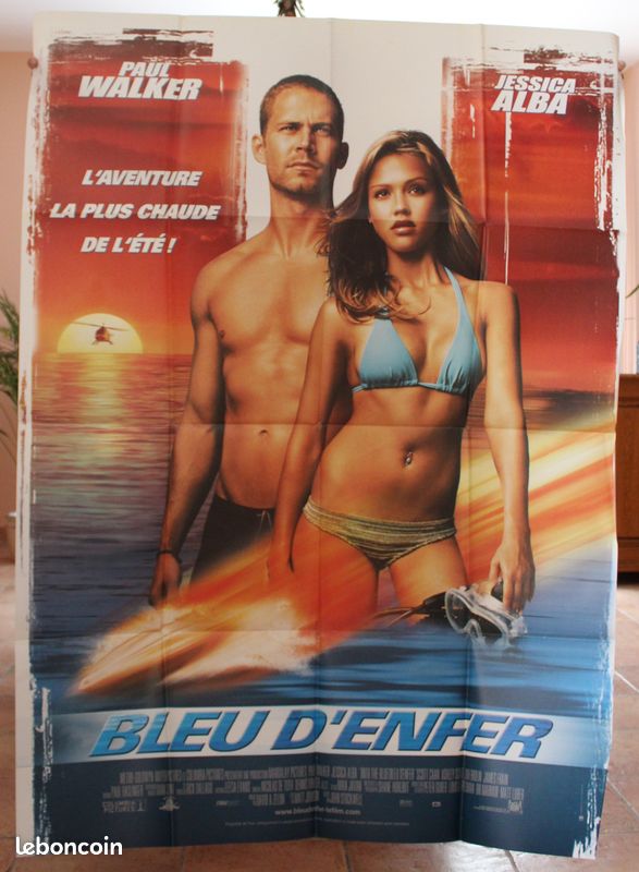 Bleu d'enfer - Jessica Alba - Paul Walker , affiche cinema 120 X 160 cm (image 1)