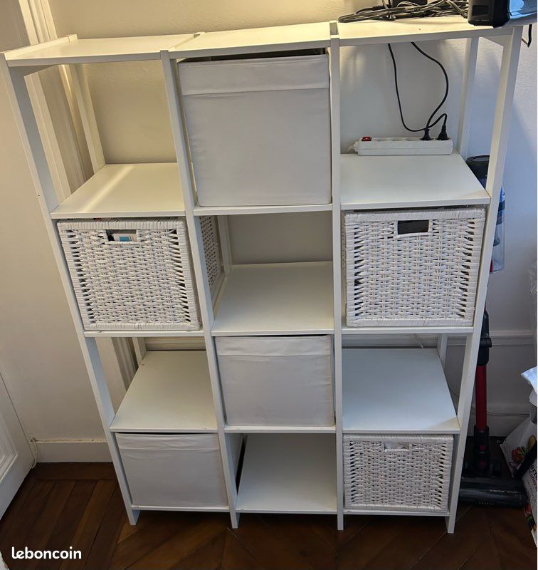 Étagère IKEA KALLAX Blanche (3x4 cases) + 6 Paniers de rangement inclus (image 2)